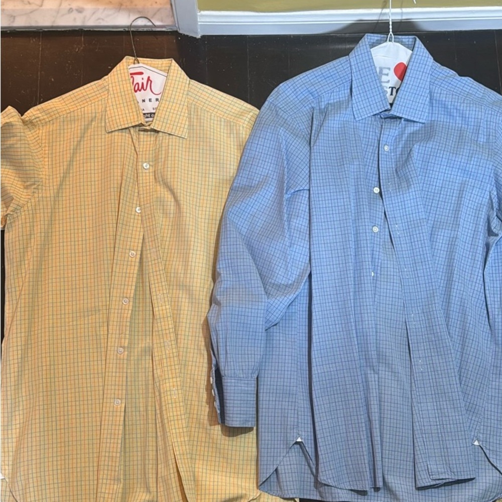 Turnbull & Asser Yellow and Blue Checkered Dress Shirts